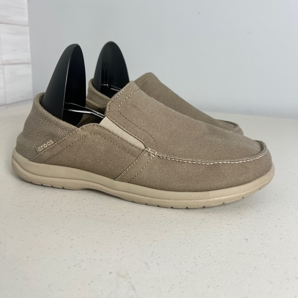Crocs Santa Cruz Mens Sz 9 Shoes Brown Slip On Comfort Casual Moccasin Sneakers